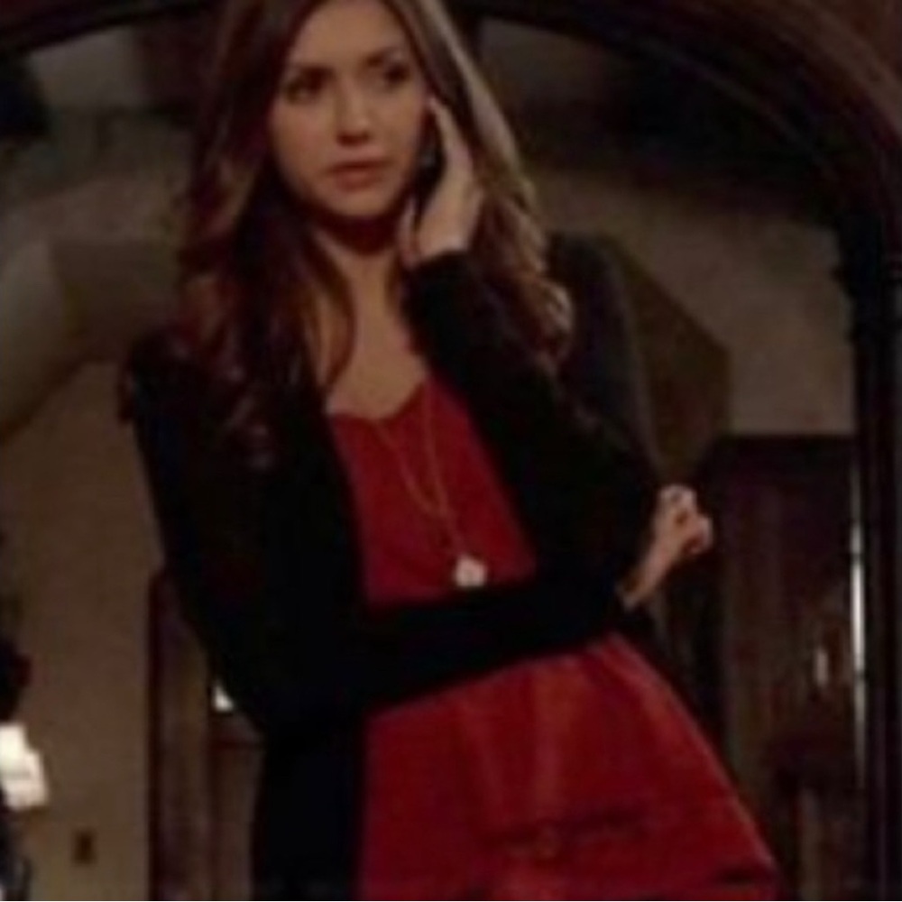 ASO Elena Gilbert Free People Hi Low Lace Trim Tank Top